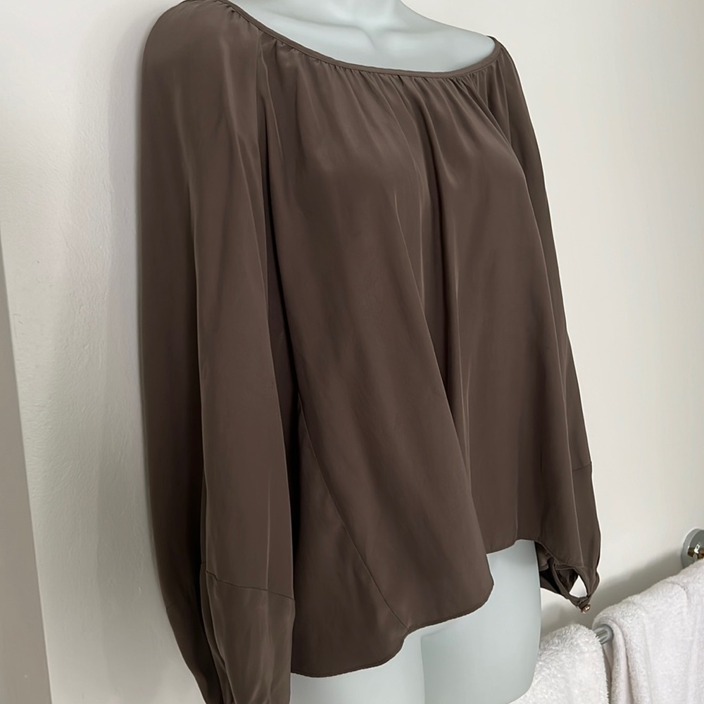 Taupe Silk Blouse size small